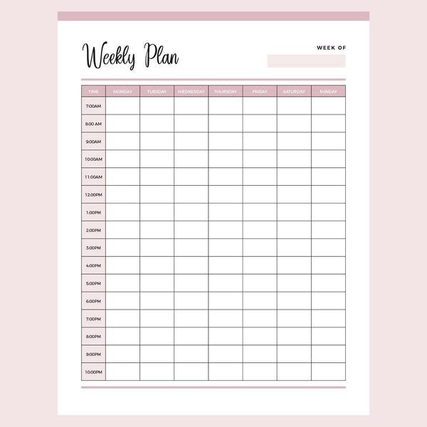Blank Weekly Schedules