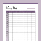Printable Blank Weekly Plan - Purple