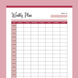 Printable Blank Weekly Plan - Red