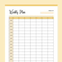 Printable Blank Weekly Plan - Yellow