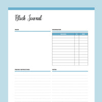 Printable Block Journal For Quilting - Blue
