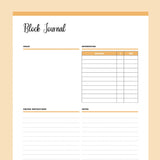 Printable Block Journal For Quilting - Orange
