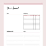 Printable Block Journal For Quilting - Pink