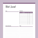 Printable Block Journal For Quilting - Purple