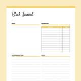 Printable Block Journal For Quilting - Yellow