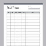 Printable Blood Pressure Chart - Grey