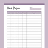 Printable Blood Pressure Chart - Purple