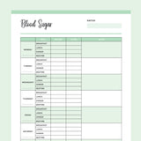 Printable Blood Sugar Chart - Green