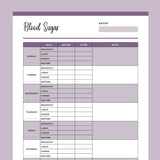Printable Blood Sugar Chart - Purple