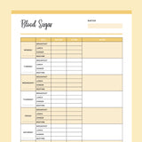 Printable Blood Sugar Chart - Yellow
