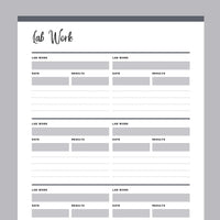 Printable Blood Work Records Template - Grey
