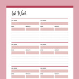Printable Blood Work Records Template - Red