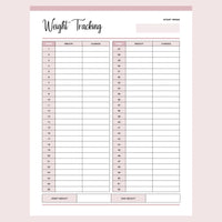 Printable Body Weight Tracking Sheet