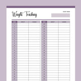 Printable Body Weight Tracking Sheet - Purple