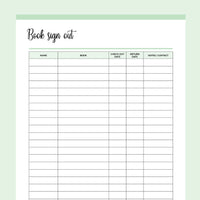 Printable Book Borrowing Sign-Out Form - Green