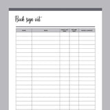 Printable Book Borrowing Sign-Out Form - Grey