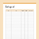 Printable Book Borrowing Sign-Out Form - Orange