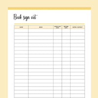 Printable Book Borrowing Sign-Out Form - Yellow