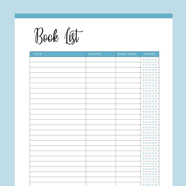 Printable Book List Plan Print Land