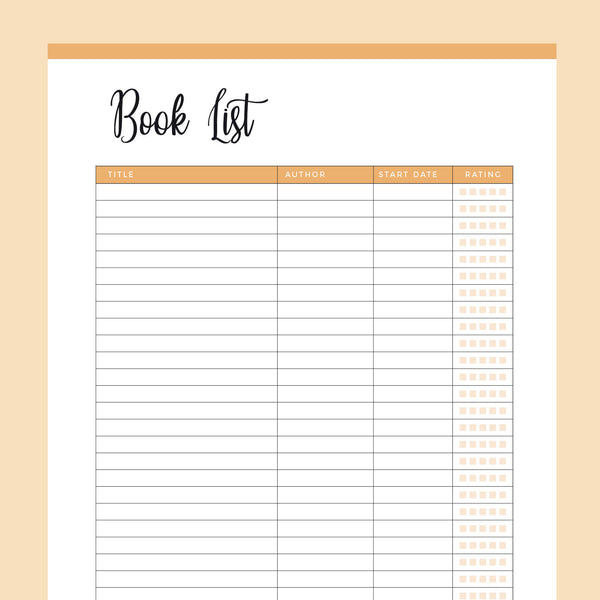 Printable Book List Plan Print Land