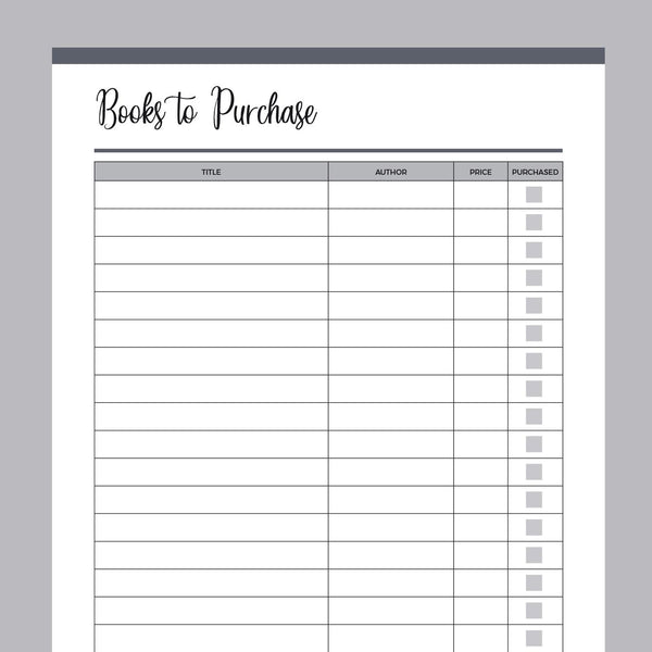 Basic Reading List Printable