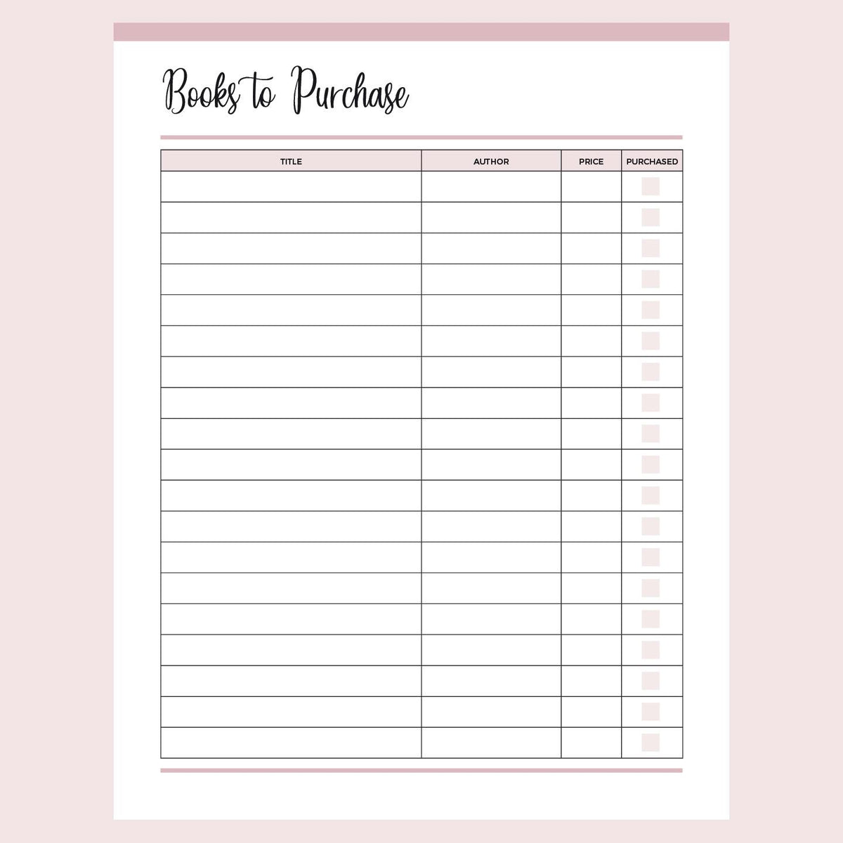 Basic Reading List Printable