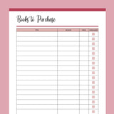 Printable Book Reader Wish List - Red