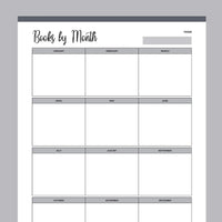 Printable Book Reading Calendar - Grey