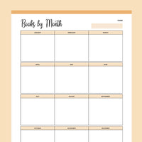 Printable Book Reading Calendar - Orange