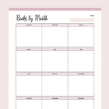 Printable Book Reading Calendar - Pink