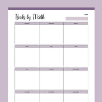 Printable Book Reading Calendar - Purple