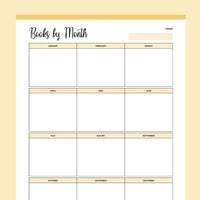 Printable Book Reading Calendar - Yellow