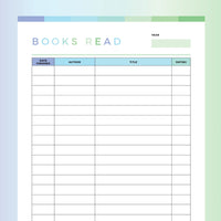 Printable Book Reading Log For Kids - Green and Blue Rainbow