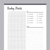 Printable Book Reading Minutes Tracker - Grey