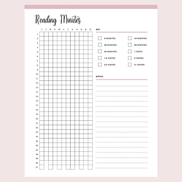 Printable Book Reading Minutes Tracker - Page