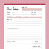 Printable Book Review Template - Red