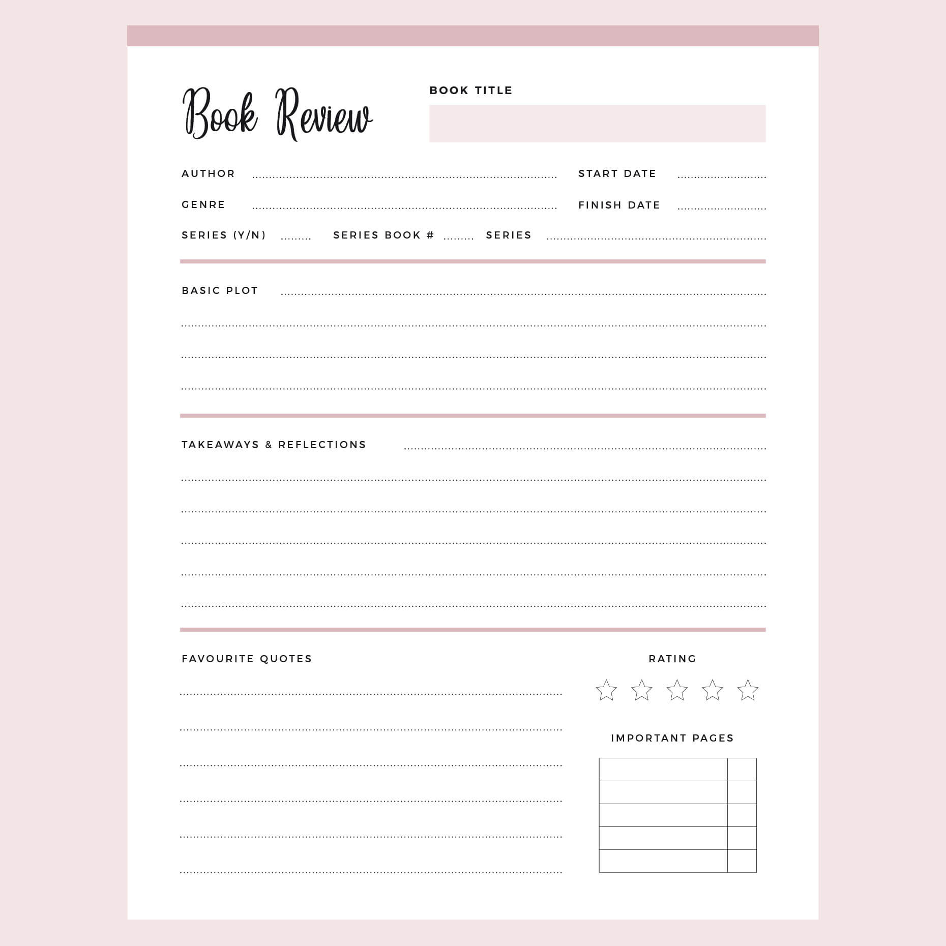 Book Review Template Printable - Free Printable Templates: