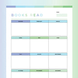 Printable Books Read Per Month Tracker For Kids - Green and Blue Rainbow