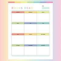 Printable Books Read Per Month Tracker For Kids