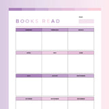 Printable Books Read Per Month Tracker For Kids - Pink and Purple Rainbow
