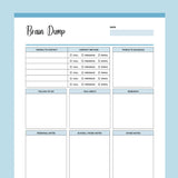 Printable Brain Dump Template - Blue