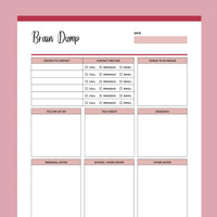 Printable Brain Dump Template - Red