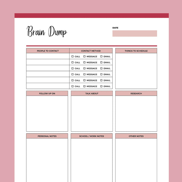 Printable Brain Dump Template | Instant download PDF | A4 & US Letter – Plan Print Land printable-brain-dump-template-instant-download-pdf-a4-us-letter-plan-print-land