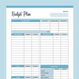 Printable Budget Worksheet - Blue