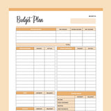 Printable Budget Worksheet - Orange