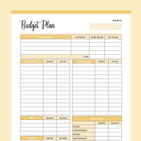 Printable Budget Worksheet - Yellow