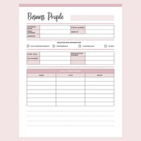 Printable Business Profile Sheet
