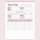 Printable Business Profile Sheet