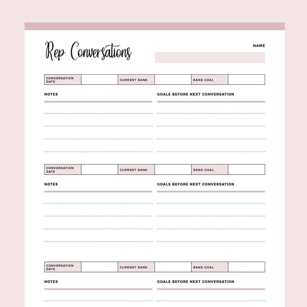 Conversation Log Example Printable Business Rep Conversation Log – Plan Print Land