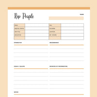 Printable Business Rep Profile - Orange